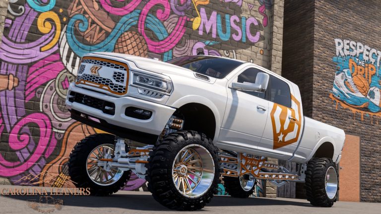 Carolina Leaners trucks parked on a rural lot after the Roblox revamp